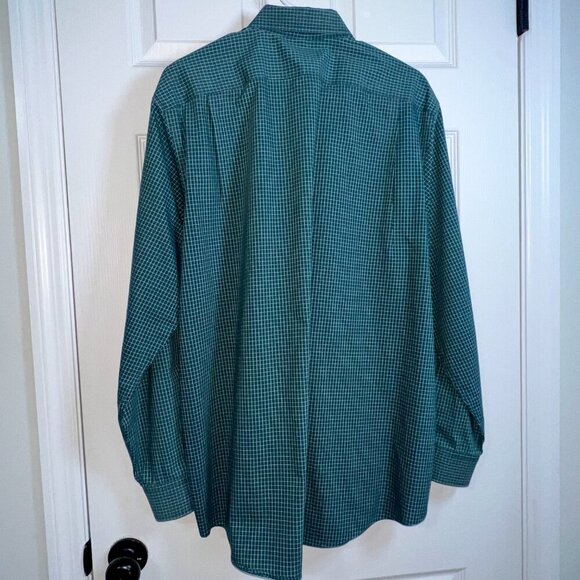 L.L. Bean Men's Wrinkle Resistant 100% Cotton Button Down Teal Plaid Size L-Reg - Picture 4 of 4